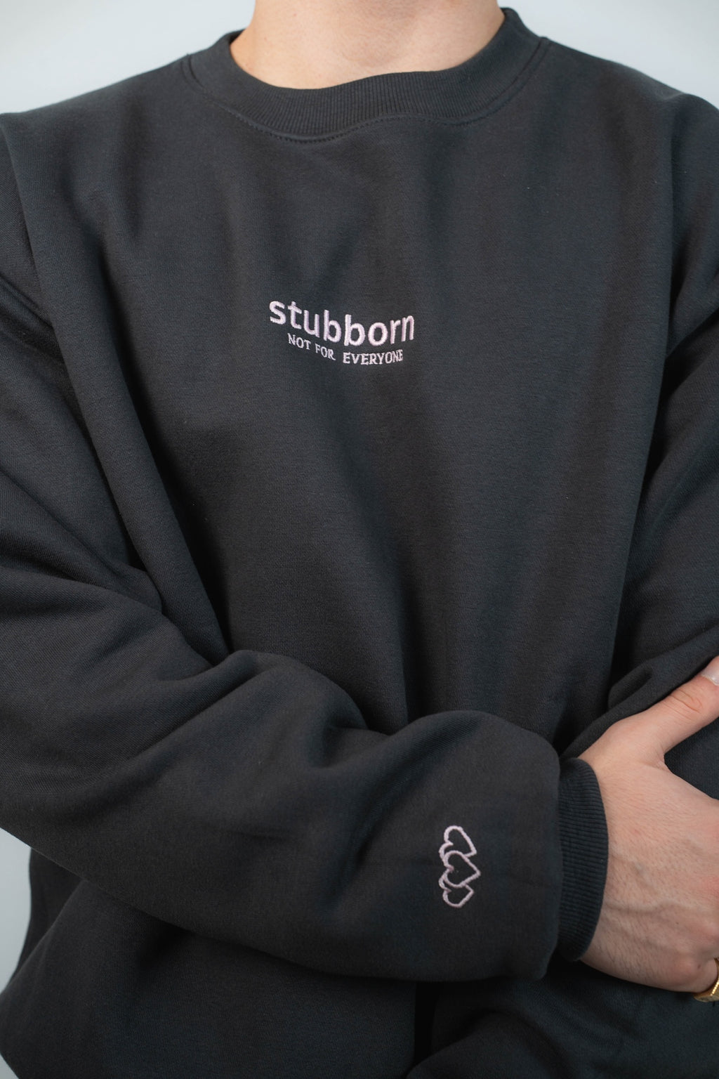Sudadera sin Capucha básica Antracita y Rosa