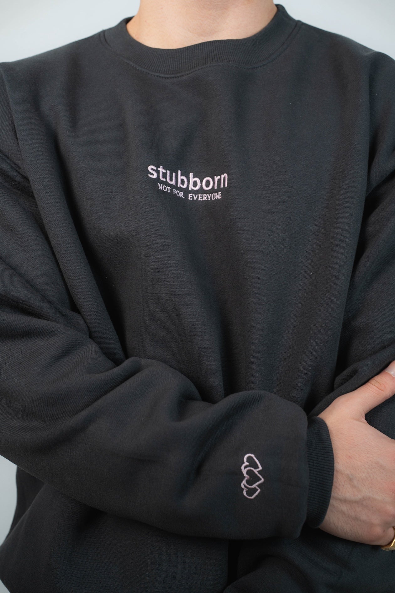 Sudadera sin Capucha básica Antracita y Rosa