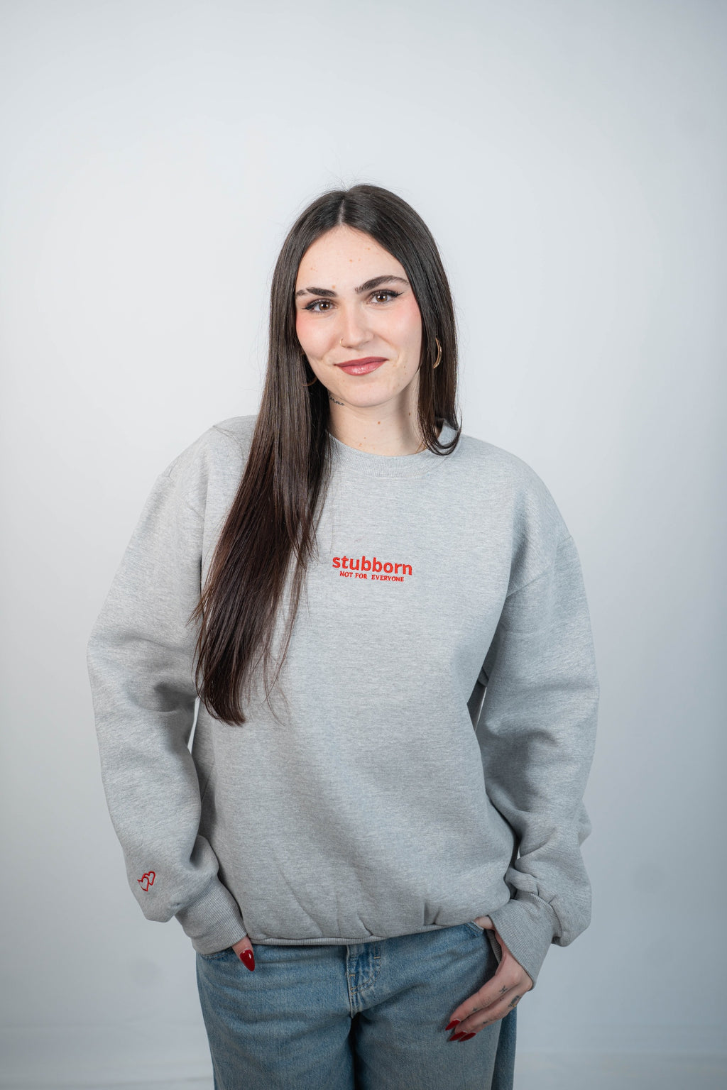 Sudadera sin Capucha básica Gris y Roja