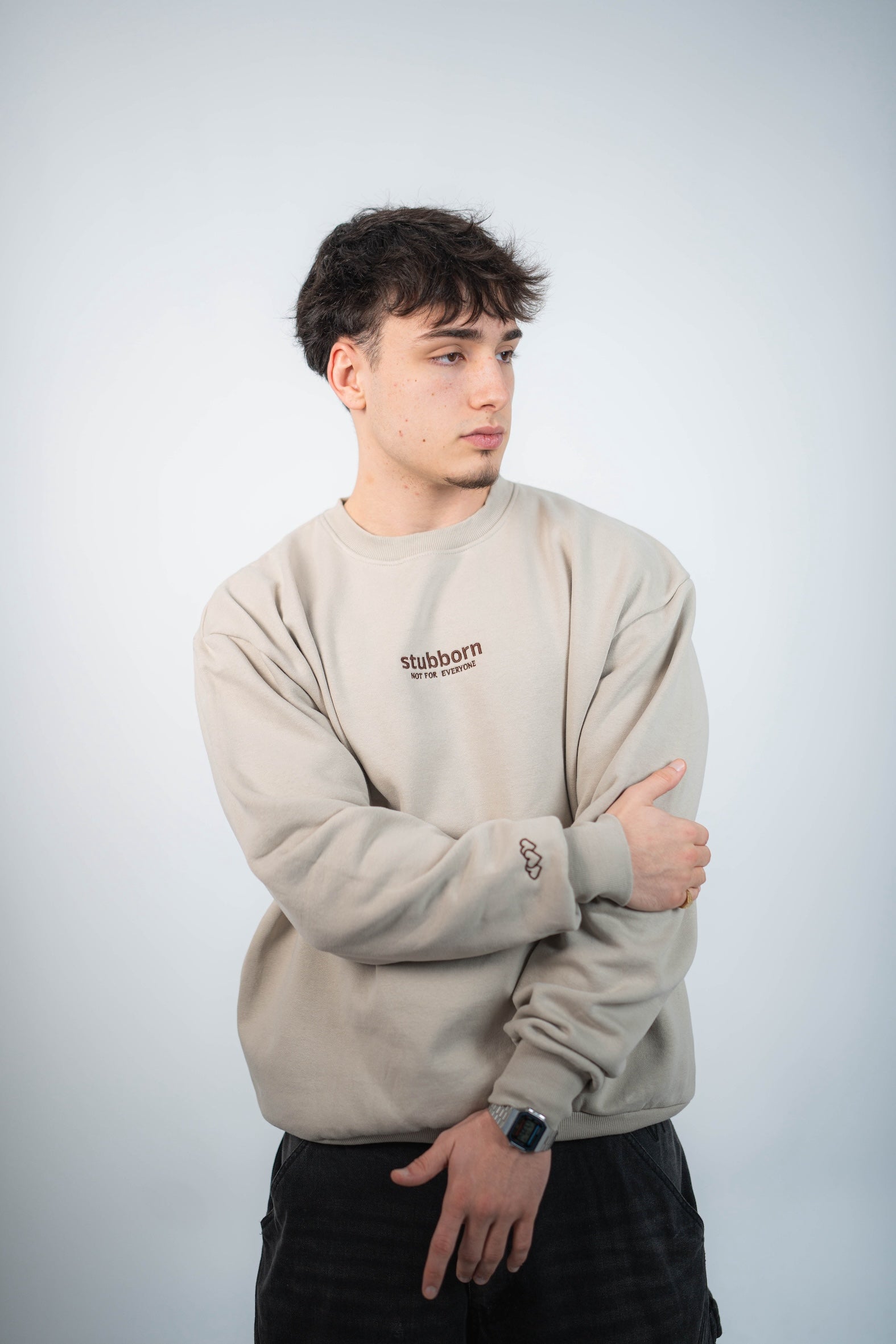 Sudadera sin Capucha básica Arena y Marrón