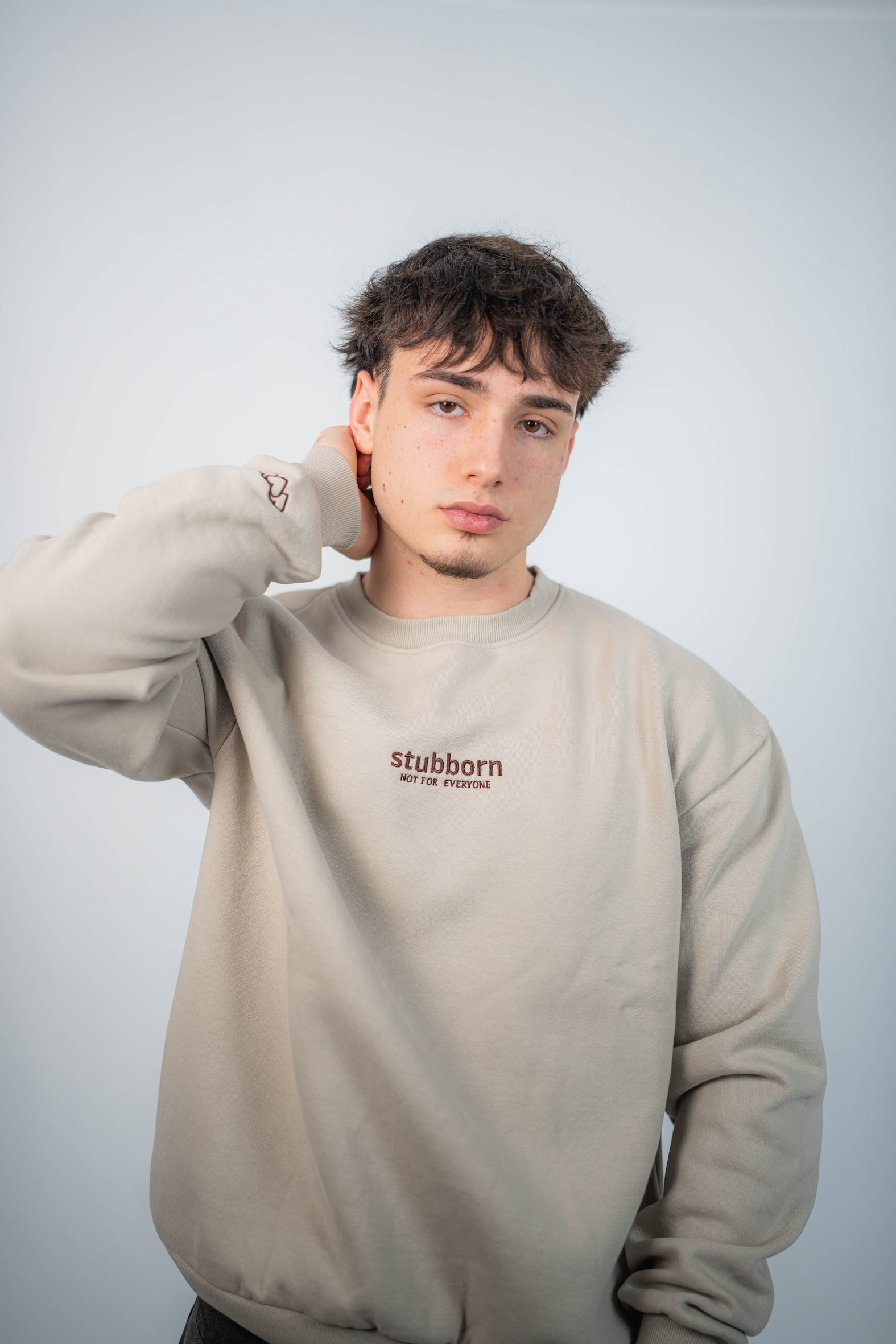 Sudadera sin Capucha básica Arena y Marrón