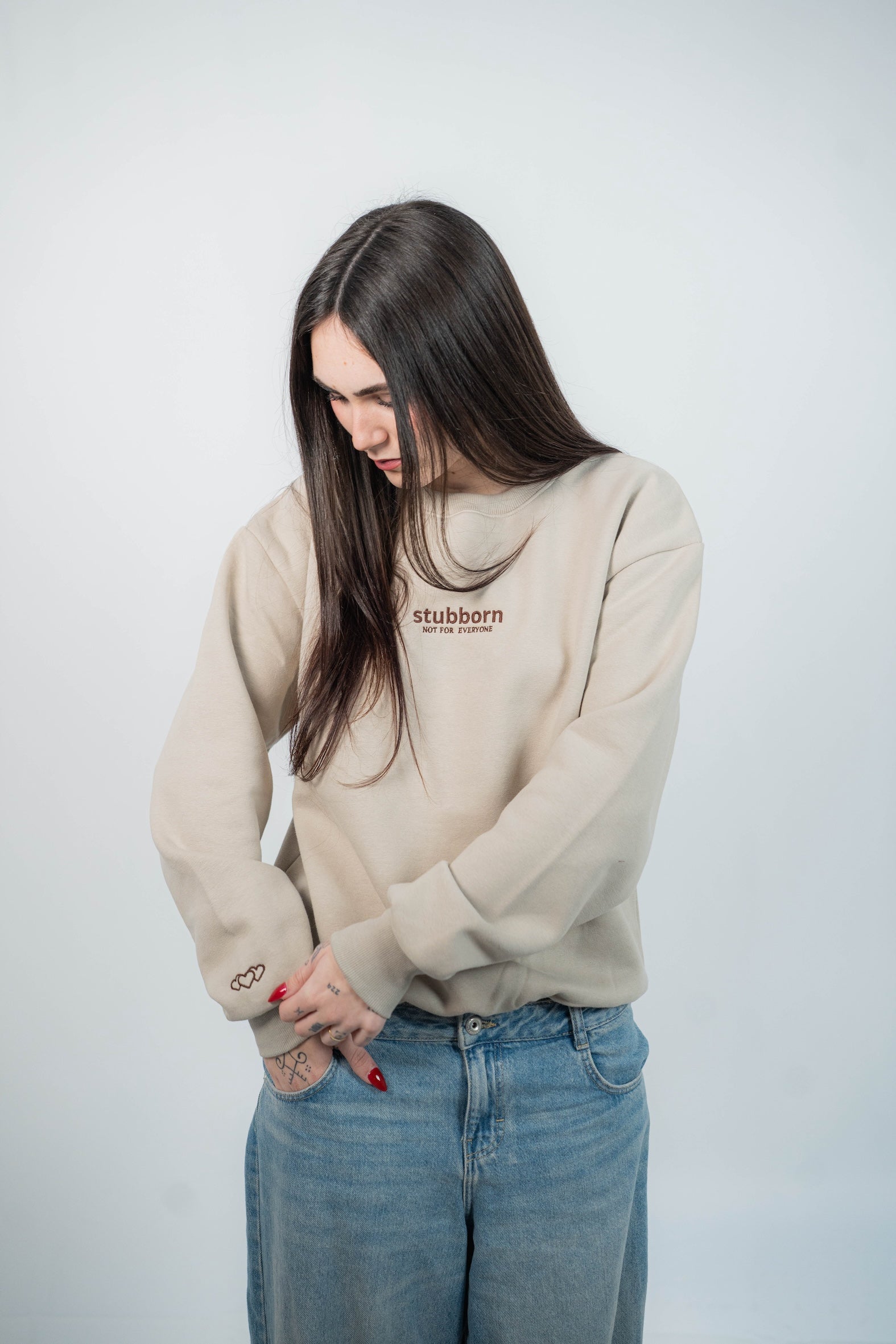 Sudadera sin Capucha básica Arena y Marrón