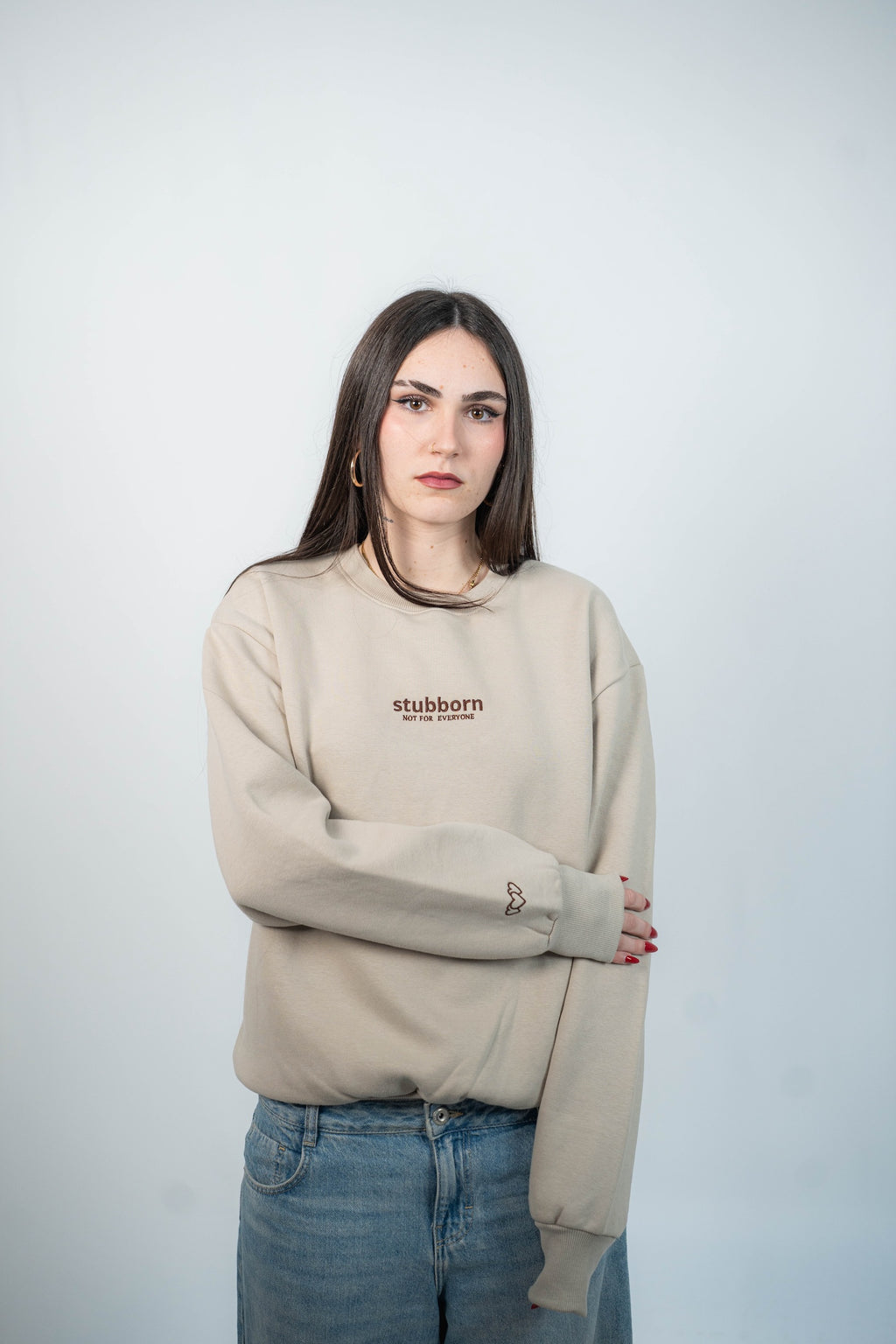 Sudadera sin Capucha básica Arena y Marrón