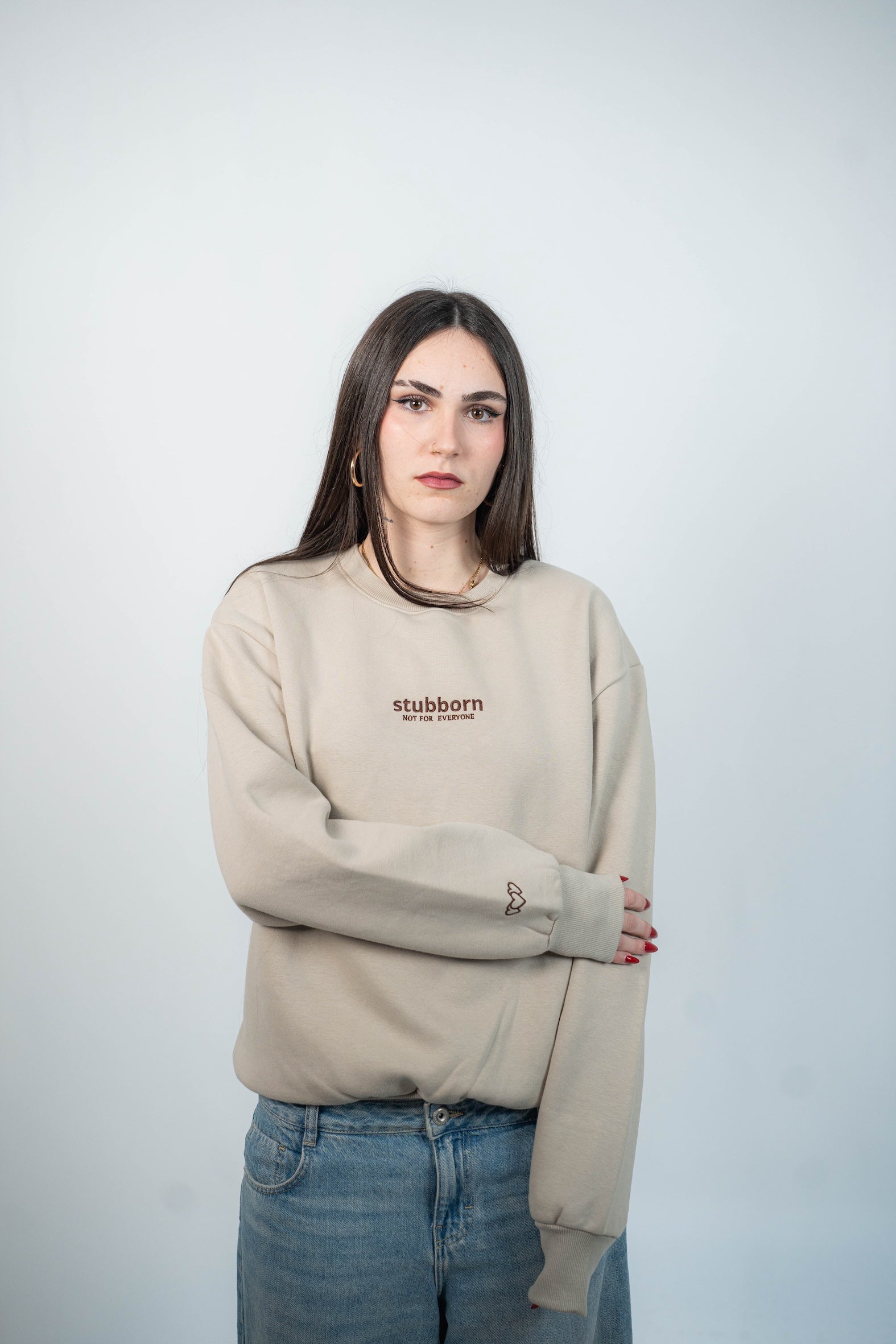 Sudadera sin Capucha básica Arena y Marrón